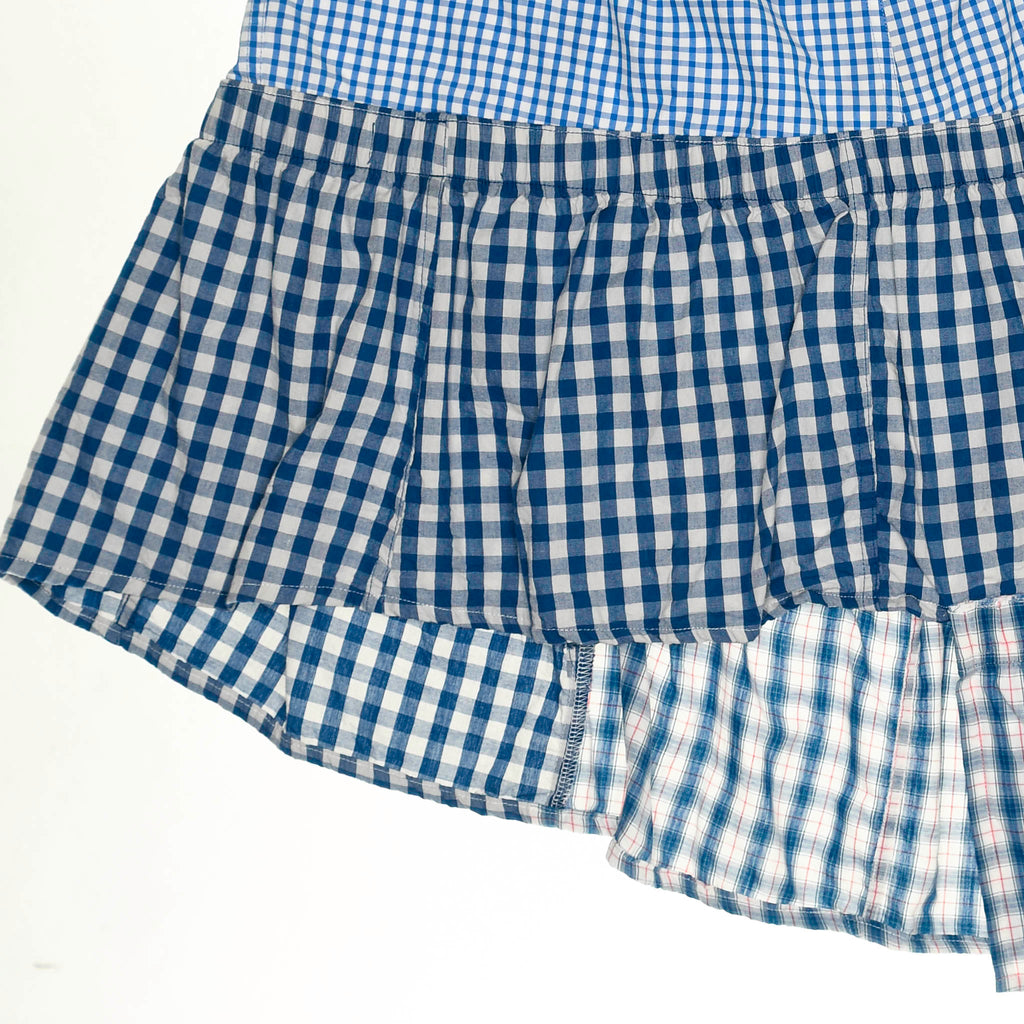 Light Blue Gingham Boxer Skirt Midi