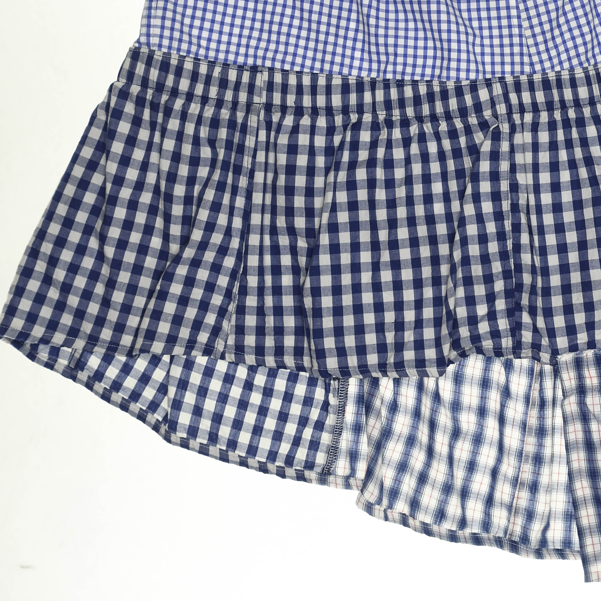 Light Blue Gingham Boxer Skirt Midi