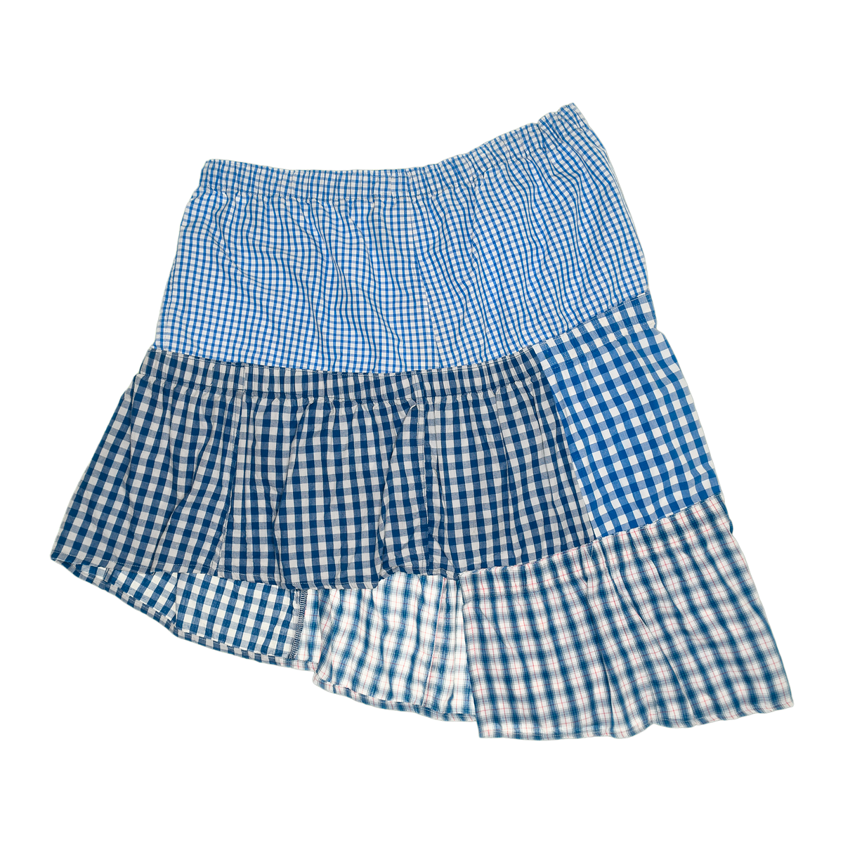 Light Blue Gingham Boxer Skirt Midi