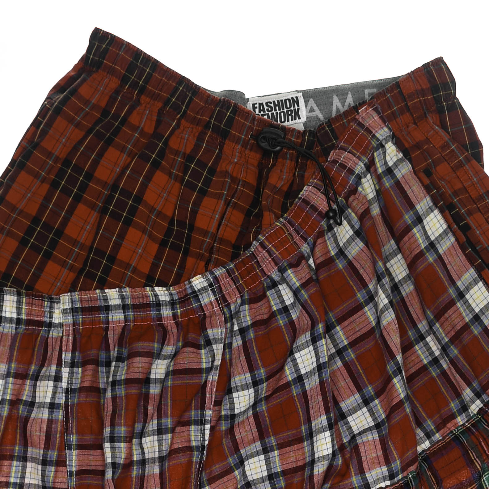 Upcycled Red Plaid Boxer Skirt Midi