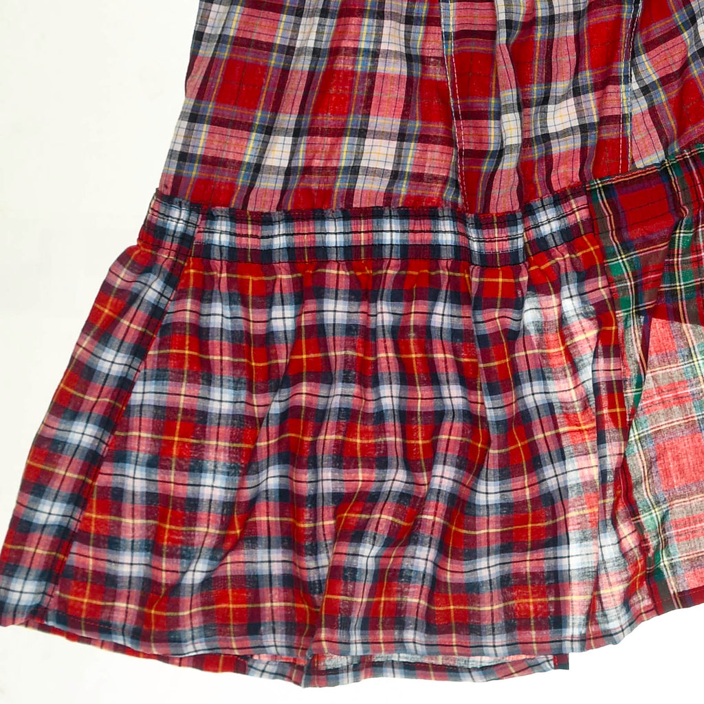 Upcycled Red Plaid Boxer Skirt Midi