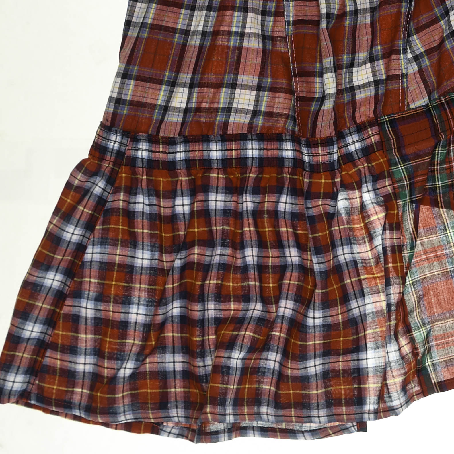 Upcycled Red Plaid Boxer Skirt Midi