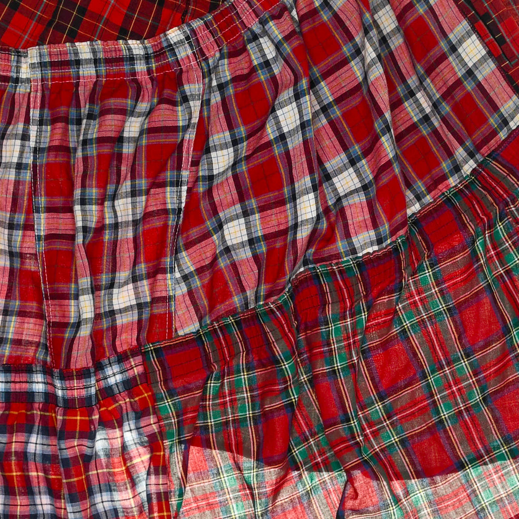 Upcycled Red Plaid Boxer Skirt Midi