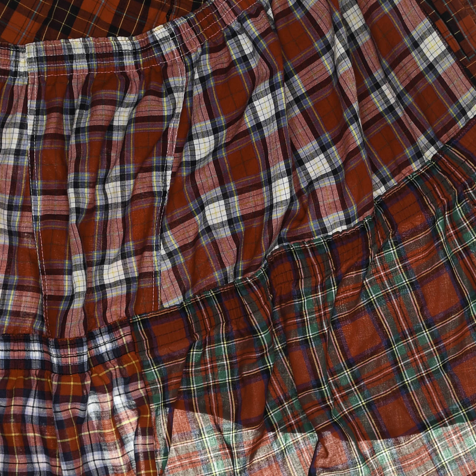 Upcycled Red Plaid Boxer Skirt Midi