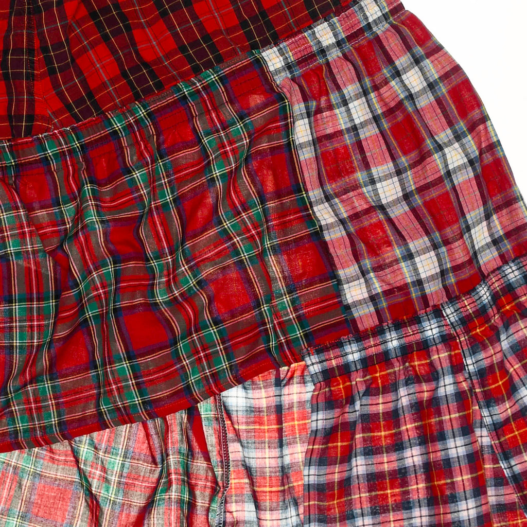 Upcycled Red Plaid Boxer Skirt Midi