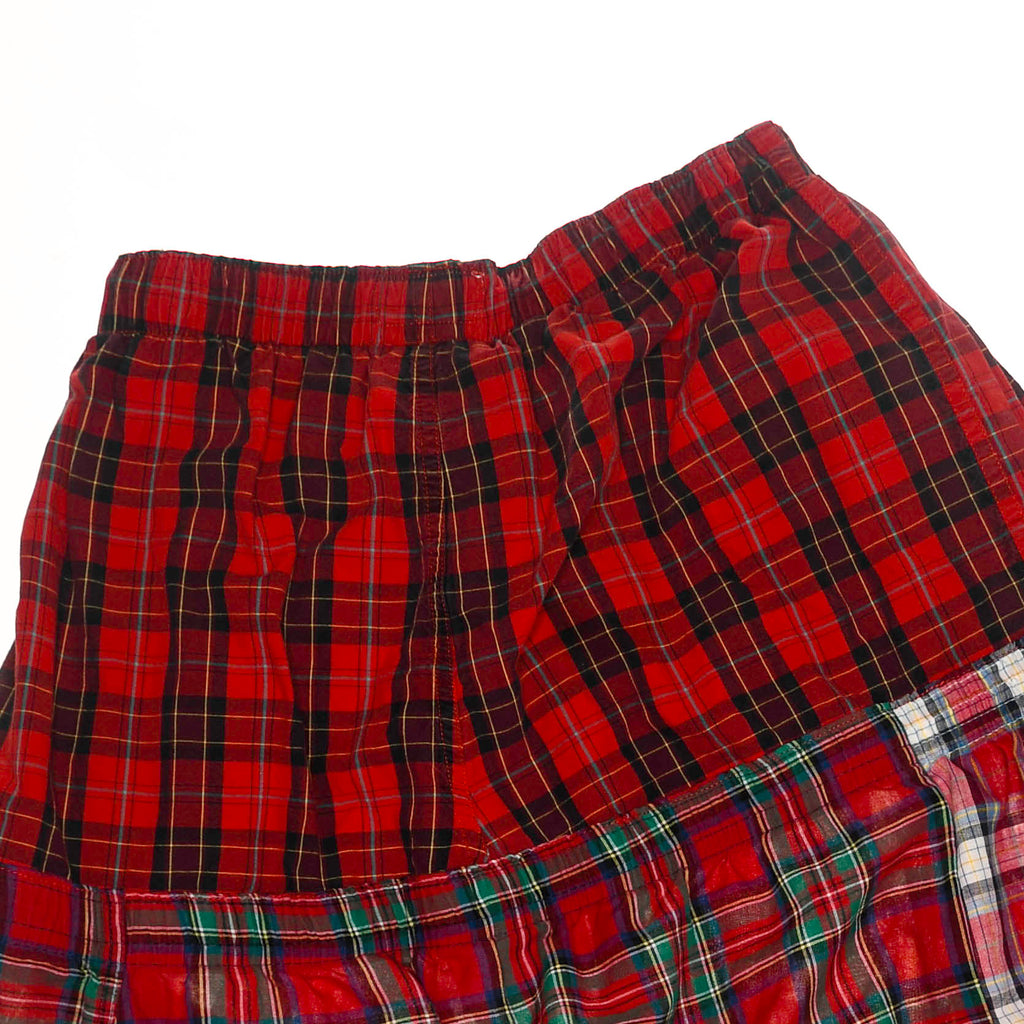 Upcycled Red Plaid Boxer Skirt Midi