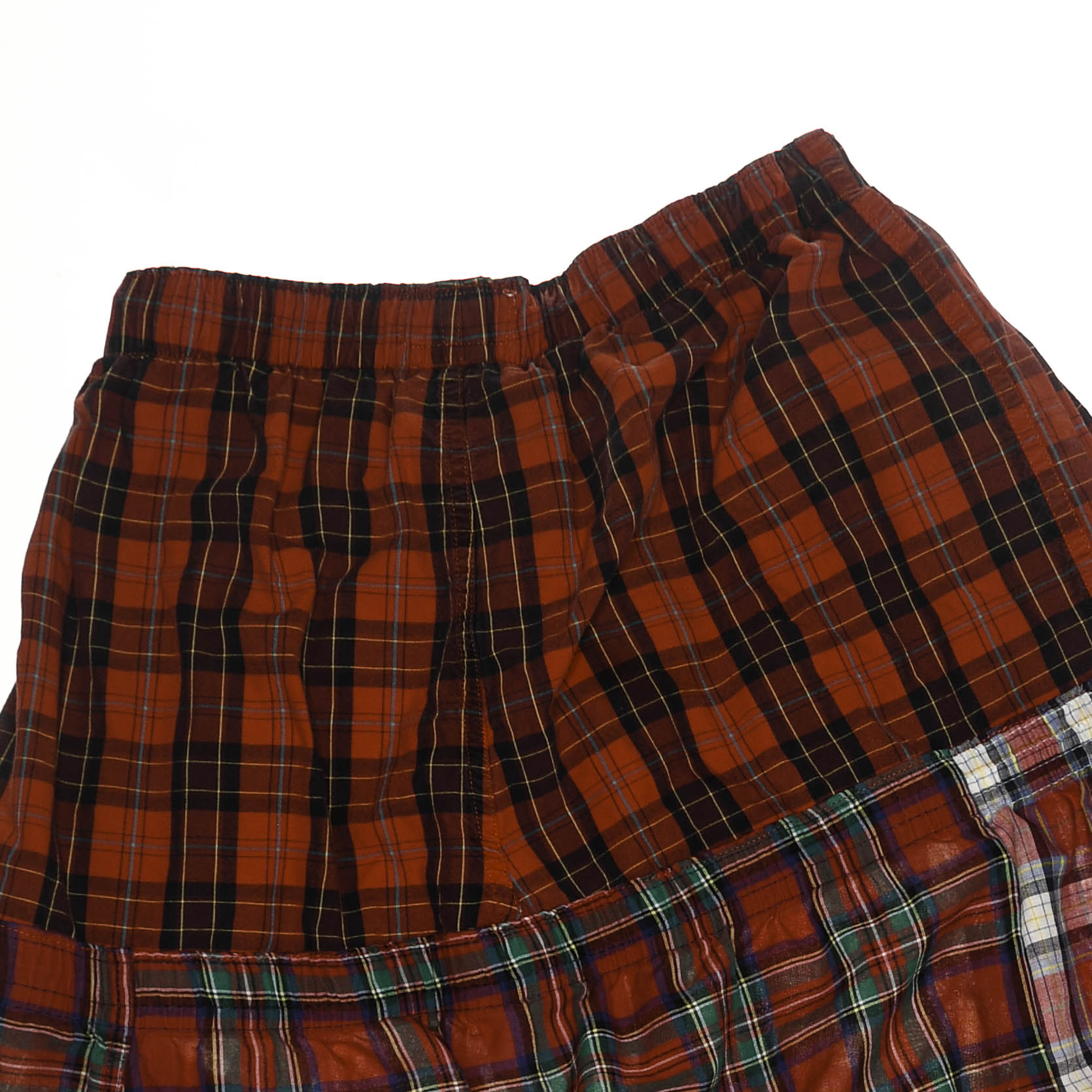 Upcycled Red Plaid Boxer Skirt Midi