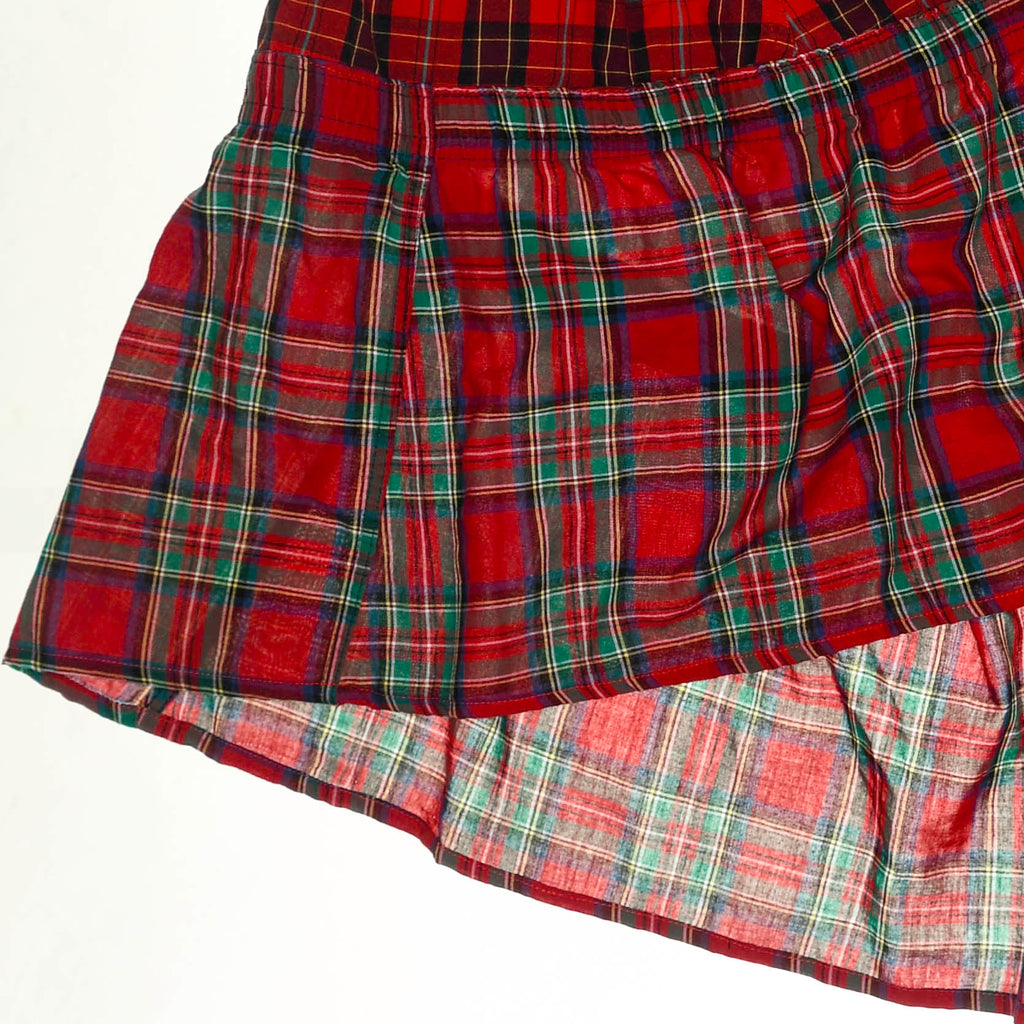 Upcycled Red Plaid Boxer Skirt Midi