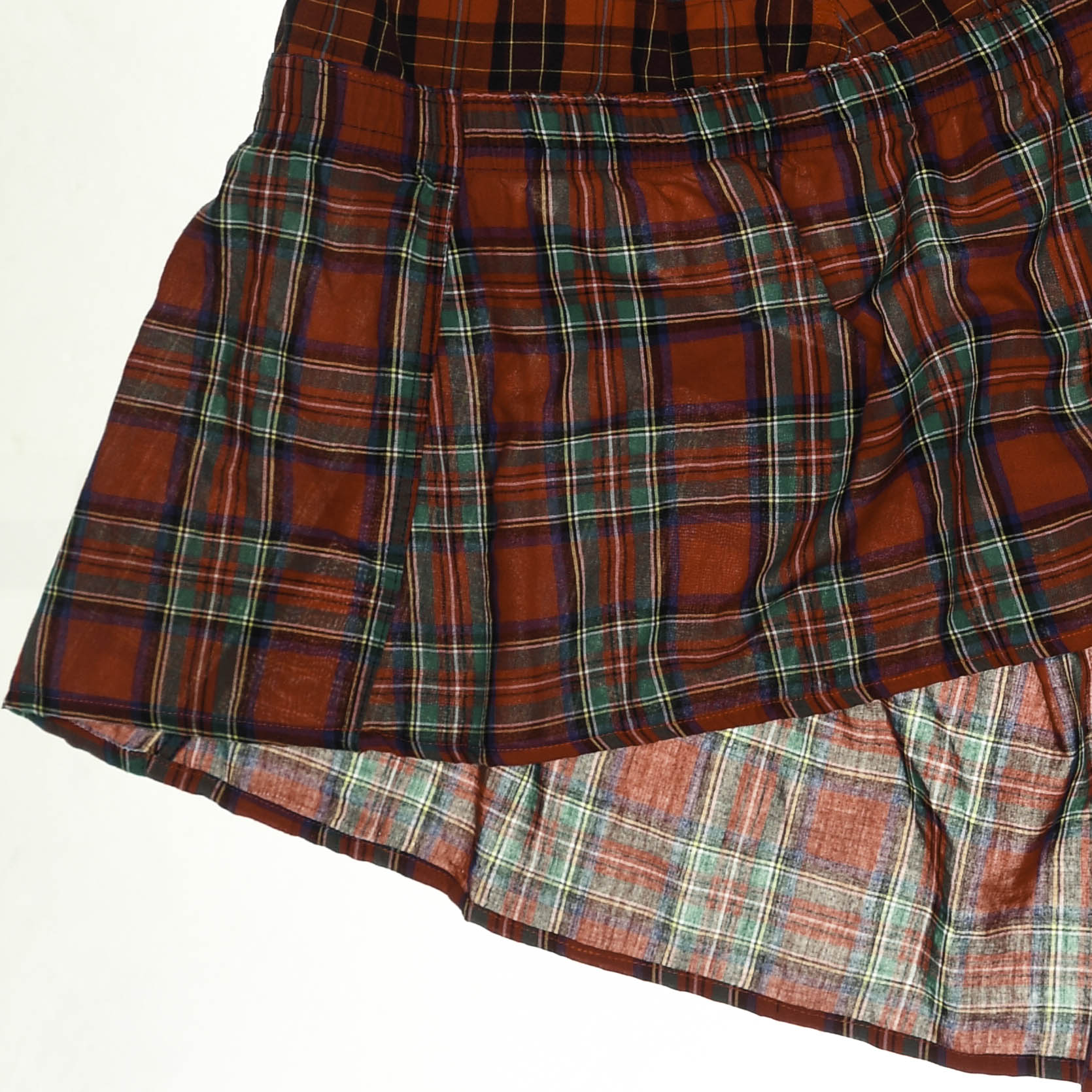 Upcycled Red Plaid Boxer Skirt Midi