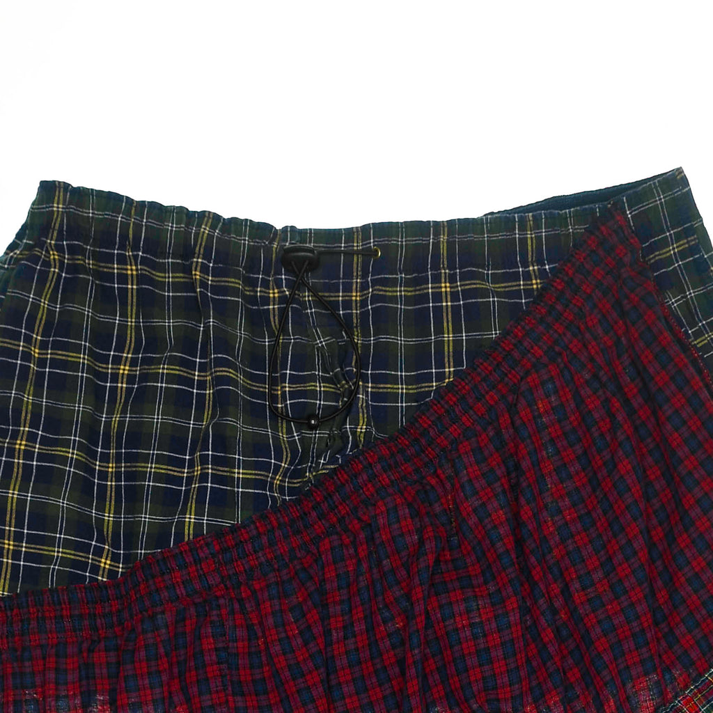 Grunge Plaid Tiered Boxer Skirt Midi