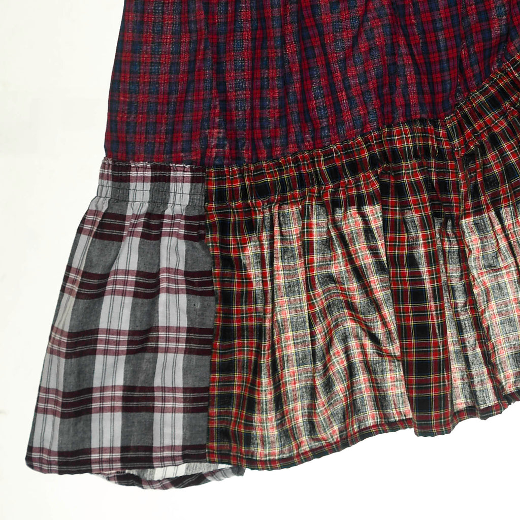 Grunge Plaid Tiered Boxer Skirt Midi