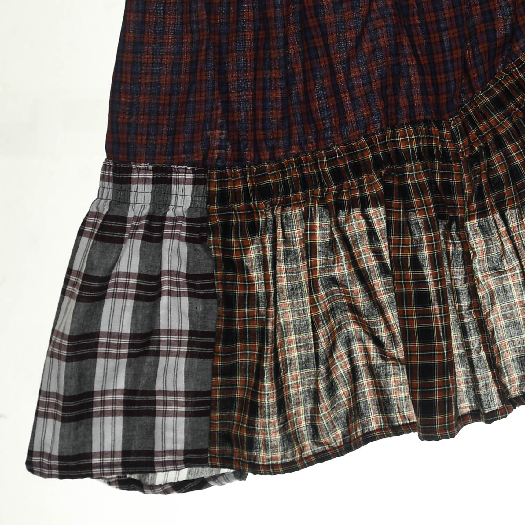 Grunge Plaid Tiered Boxer Skirt Midi
