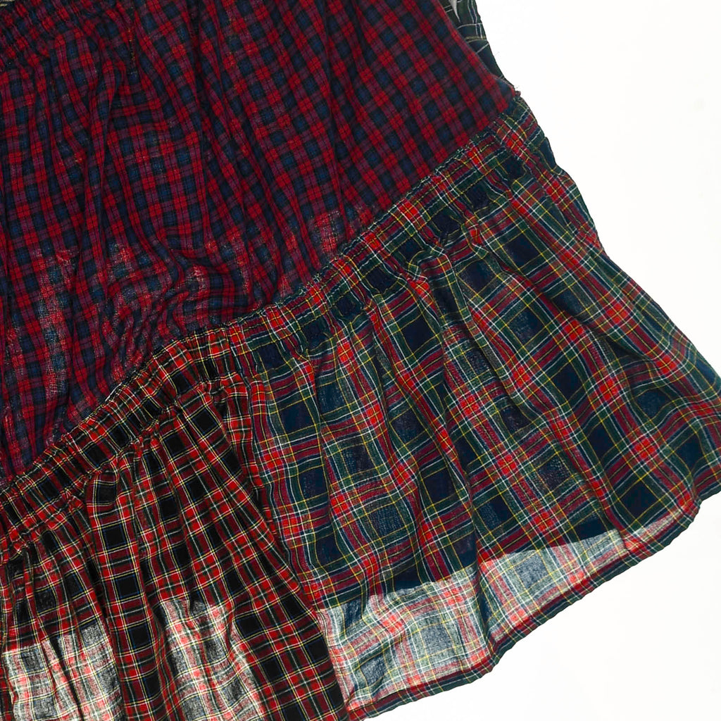 Grunge Plaid Tiered Boxer Skirt Midi