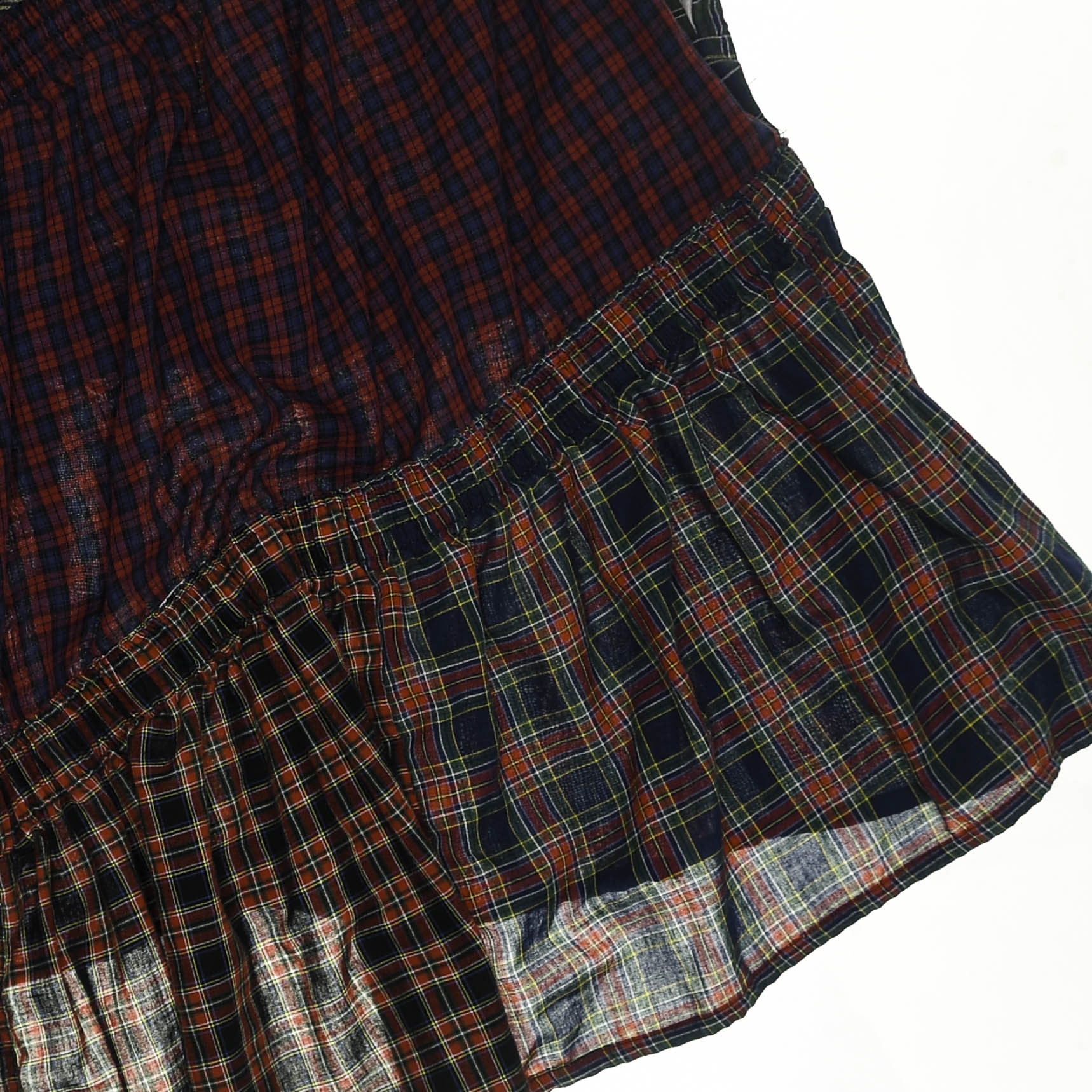 Grunge Plaid Tiered Boxer Skirt Midi