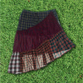 Grunge Plaid Tiered Boxer Skirt Midi