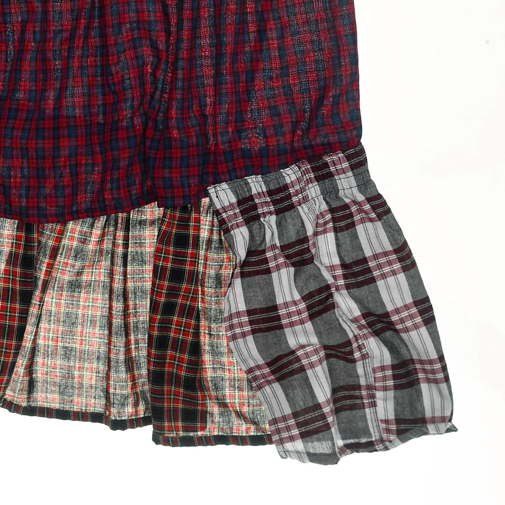 Grunge Plaid Tiered Boxer Skirt Midi