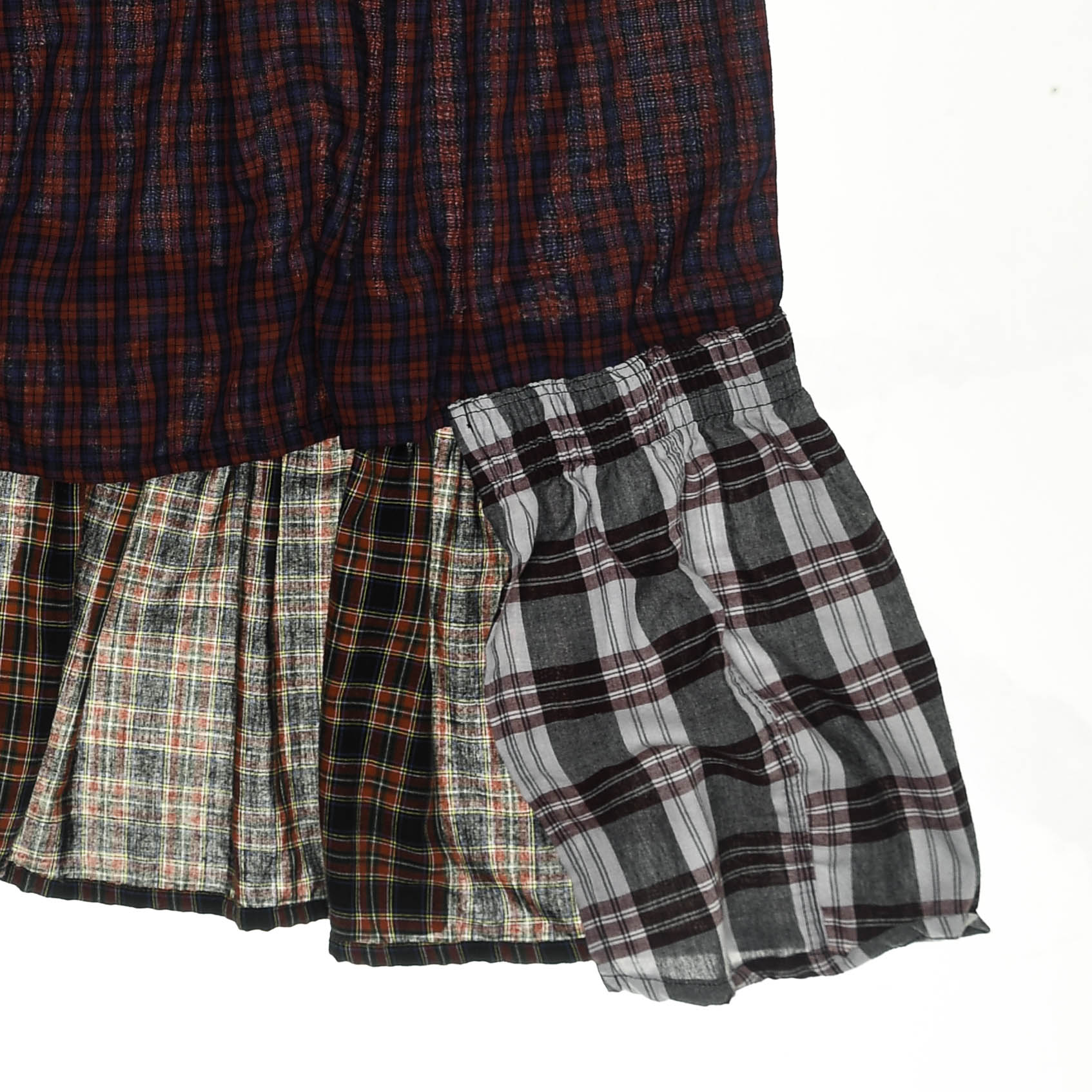 Grunge Plaid Tiered Boxer Skirt Midi