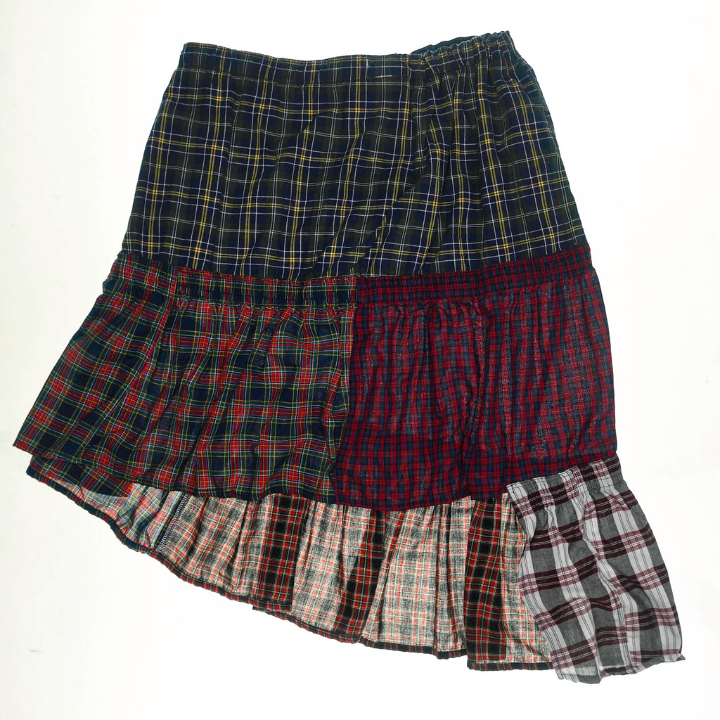 Grunge Plaid Tiered Boxer Skirt Midi