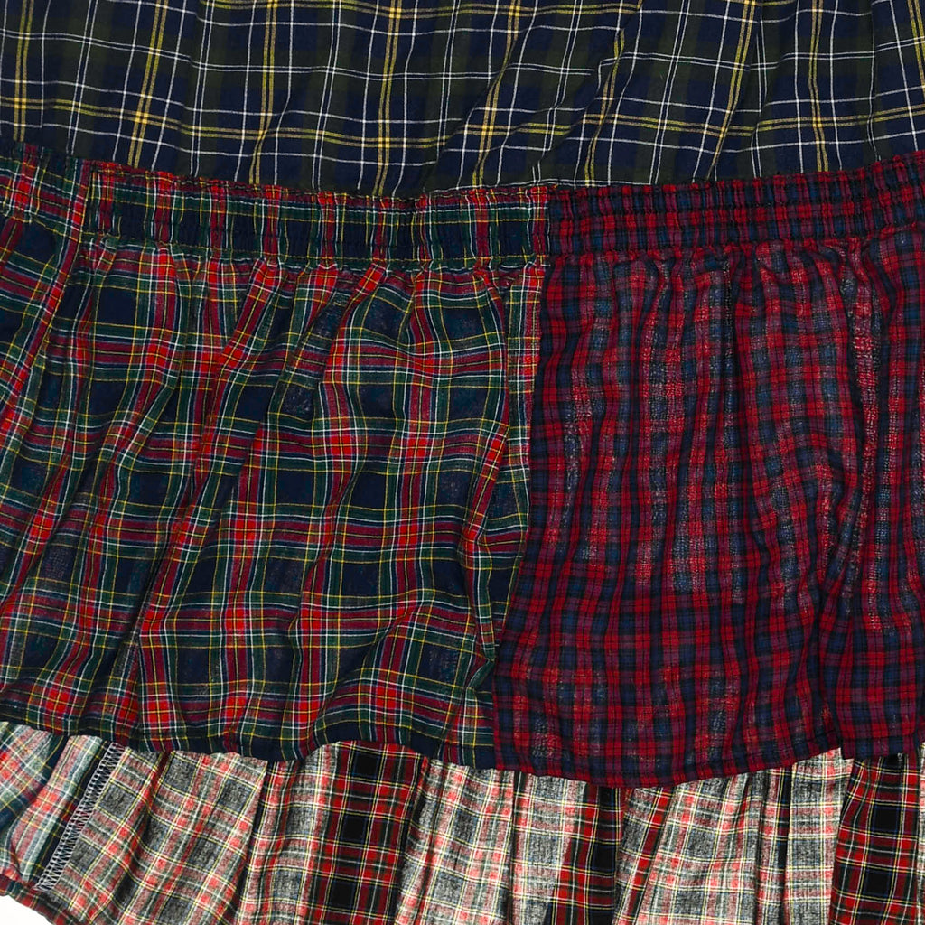 Grunge Plaid Tiered Boxer Skirt Midi