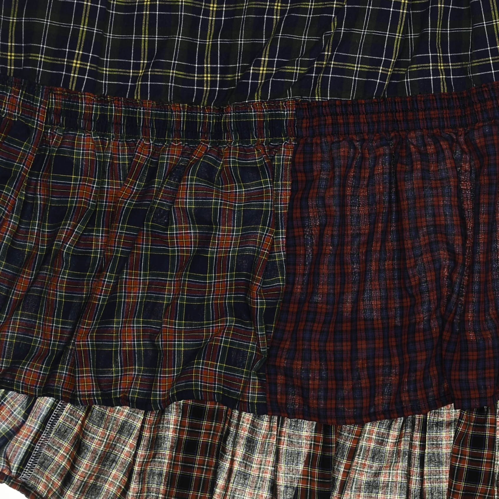 Grunge Plaid Tiered Boxer Skirt Midi