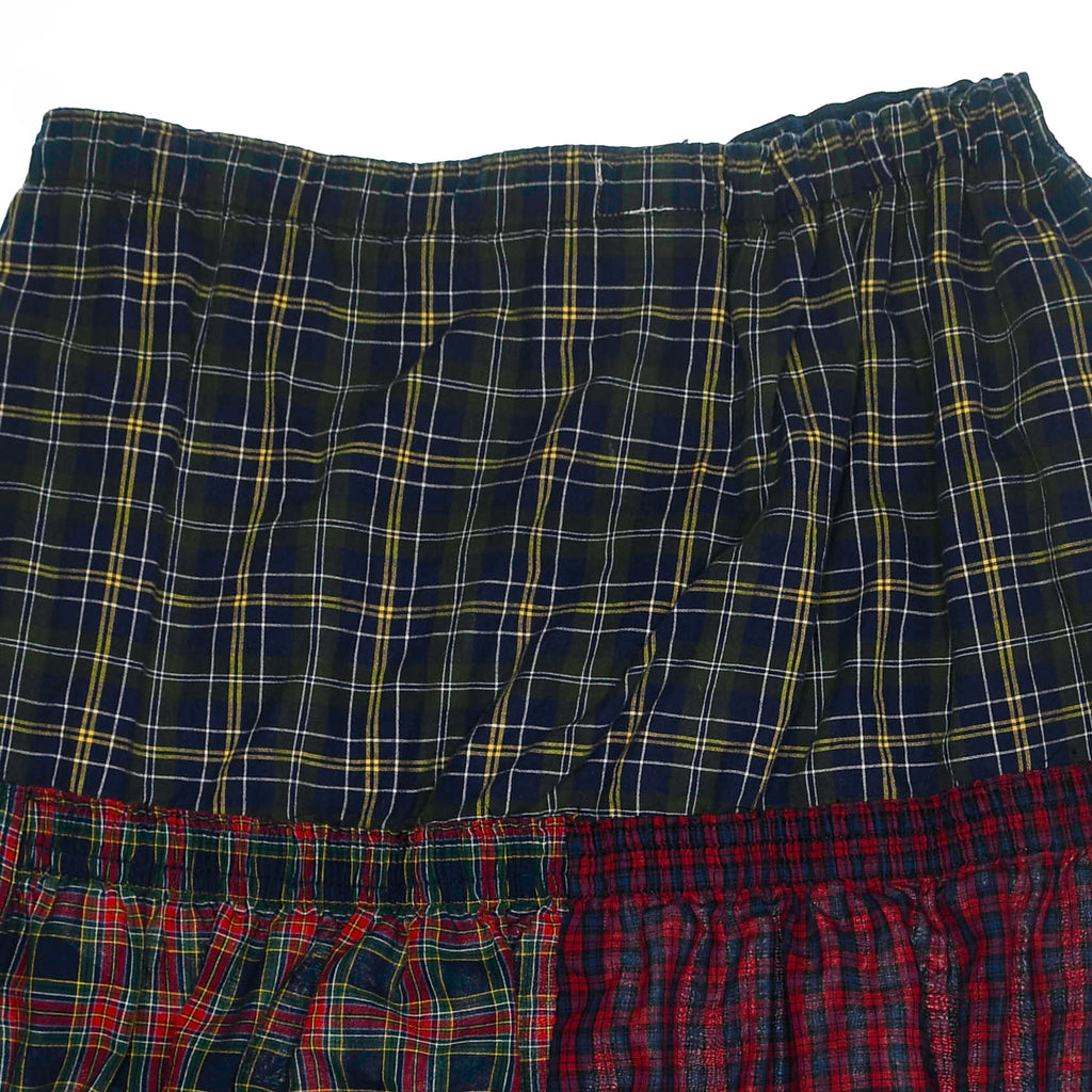 Grunge Plaid Tiered Boxer Skirt Midi