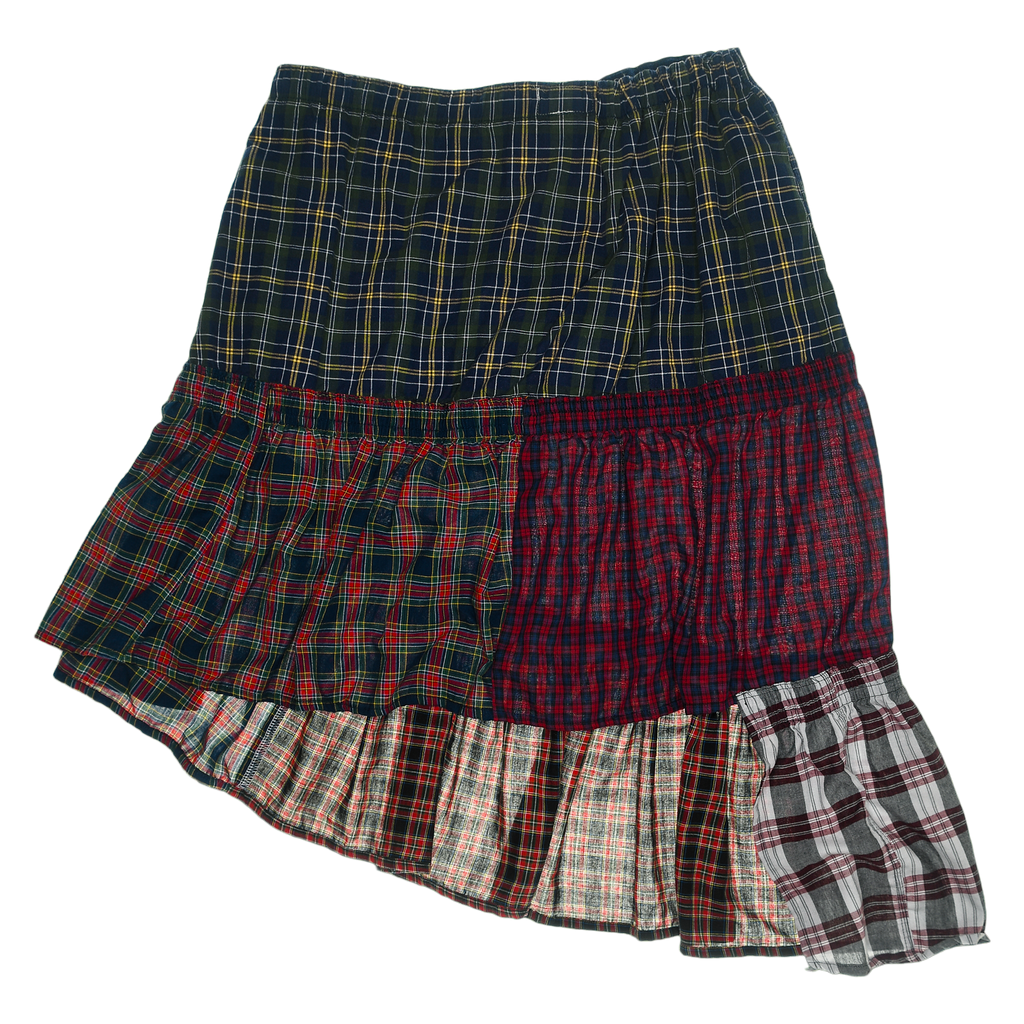 Grunge Plaid Tiered Boxer Skirt Midi