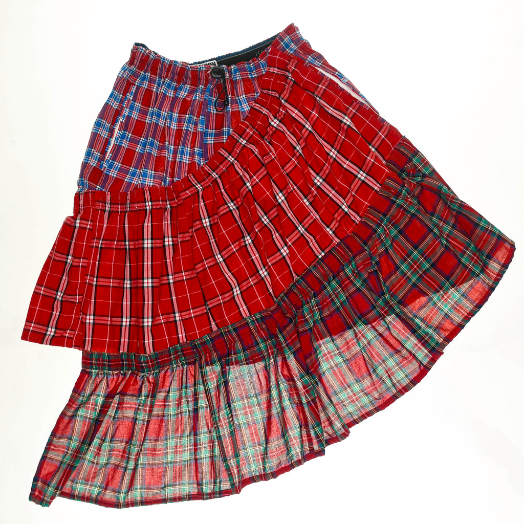 Upcycled Red Boxer Skirt Midi