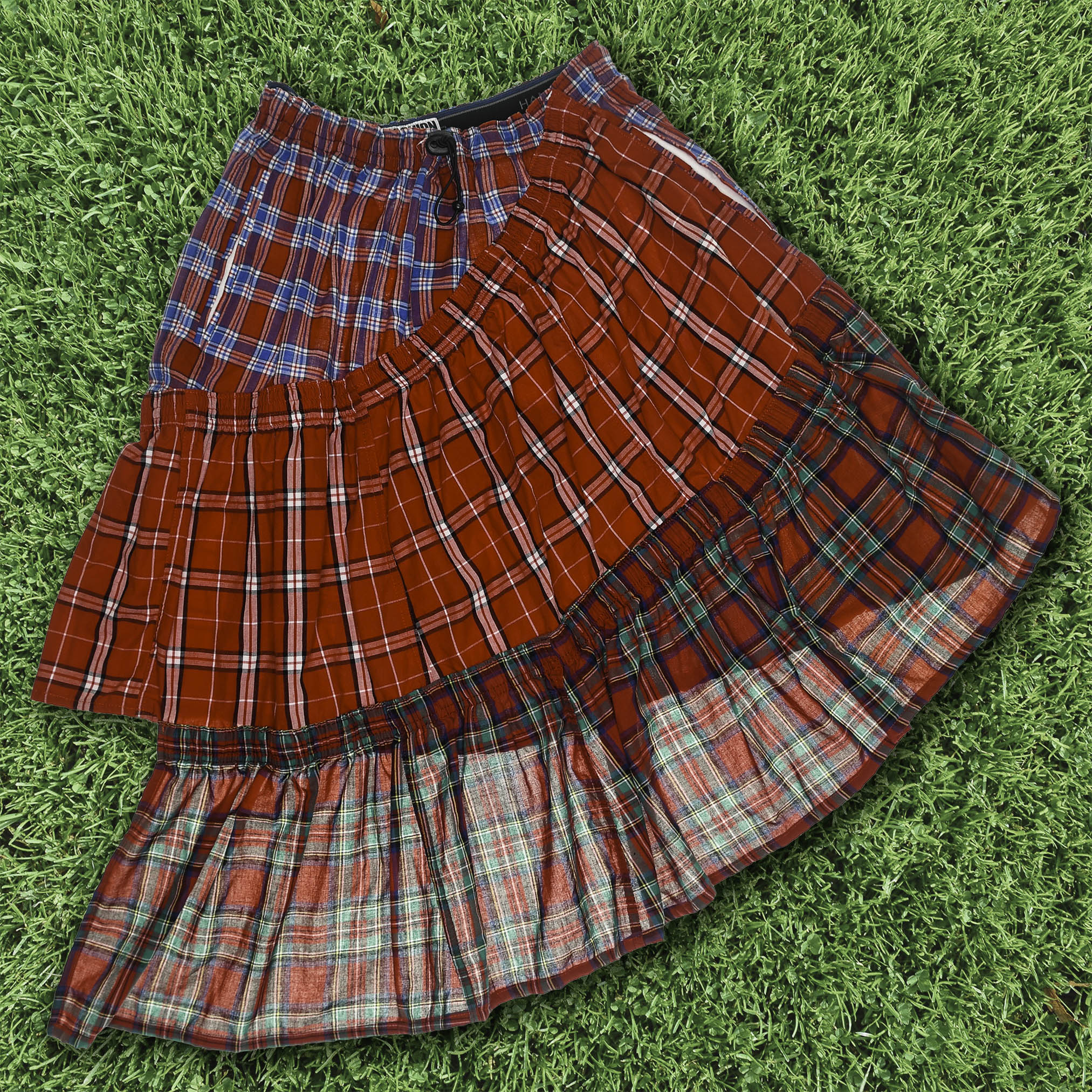 Upcycled Red Boxer Skirt Midi