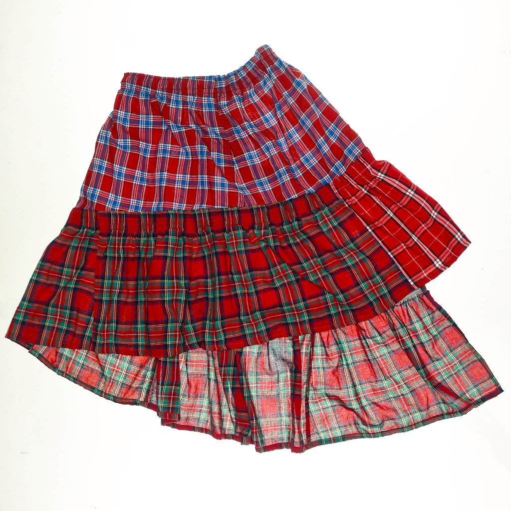 Upcycled Red Boxer Skirt Midi