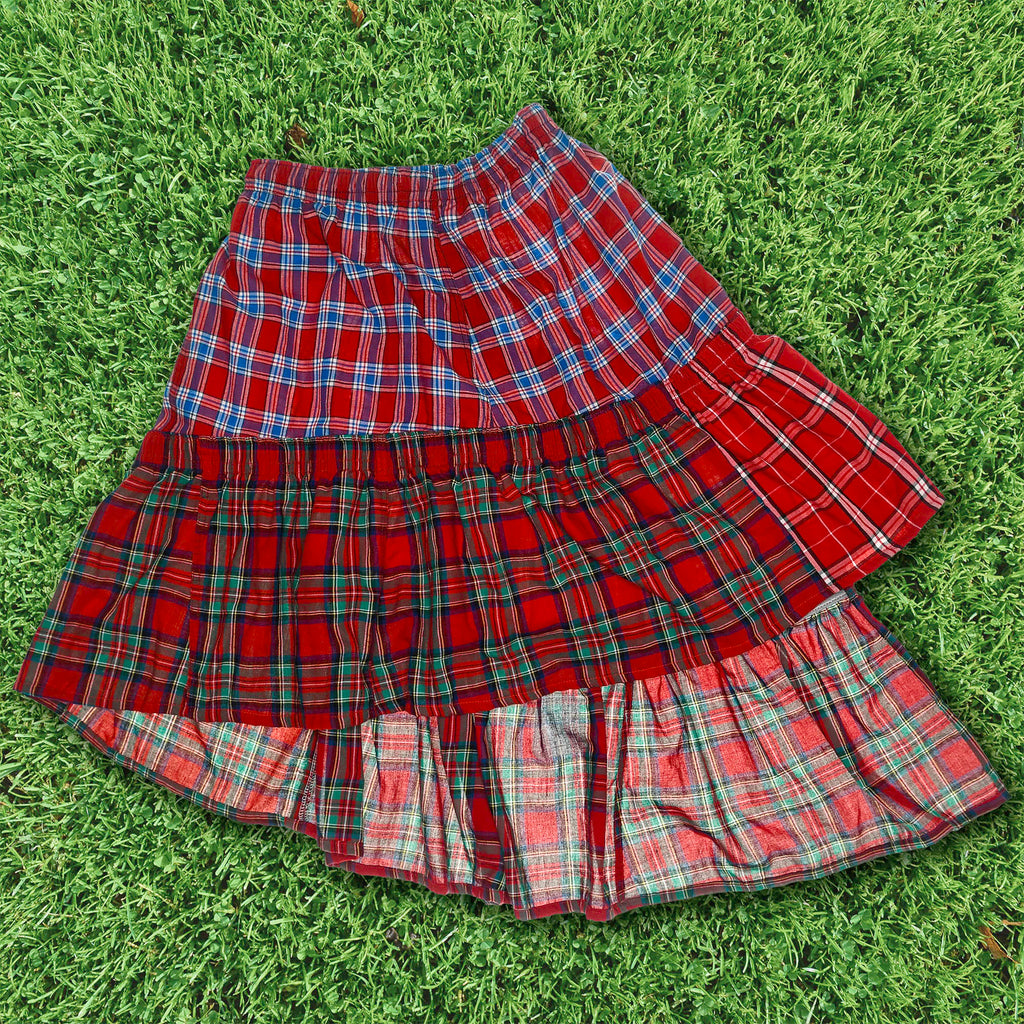 Upcycled Red Boxer Skirt Midi