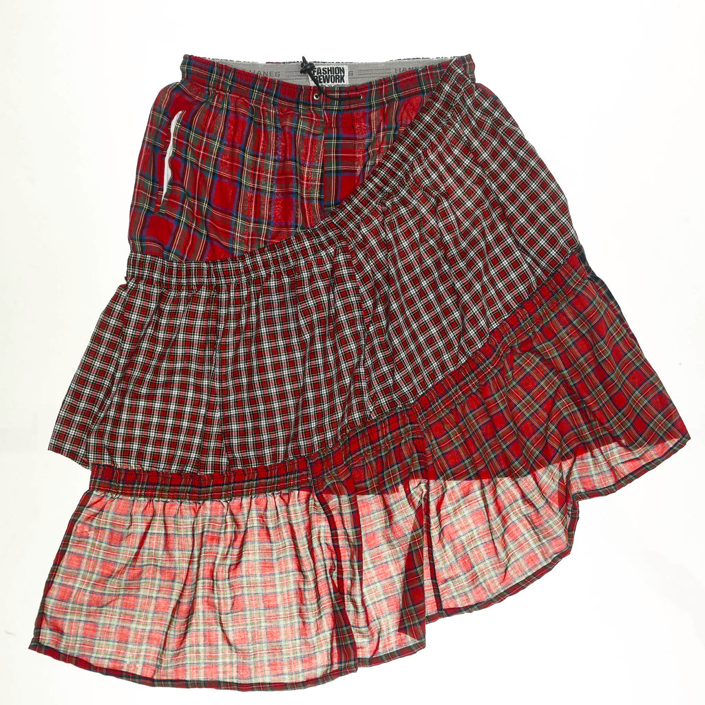 Red Asymmetric Boxer Skirt