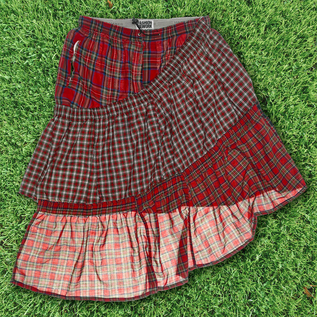 Red Asymmetric Boxer Skirt
