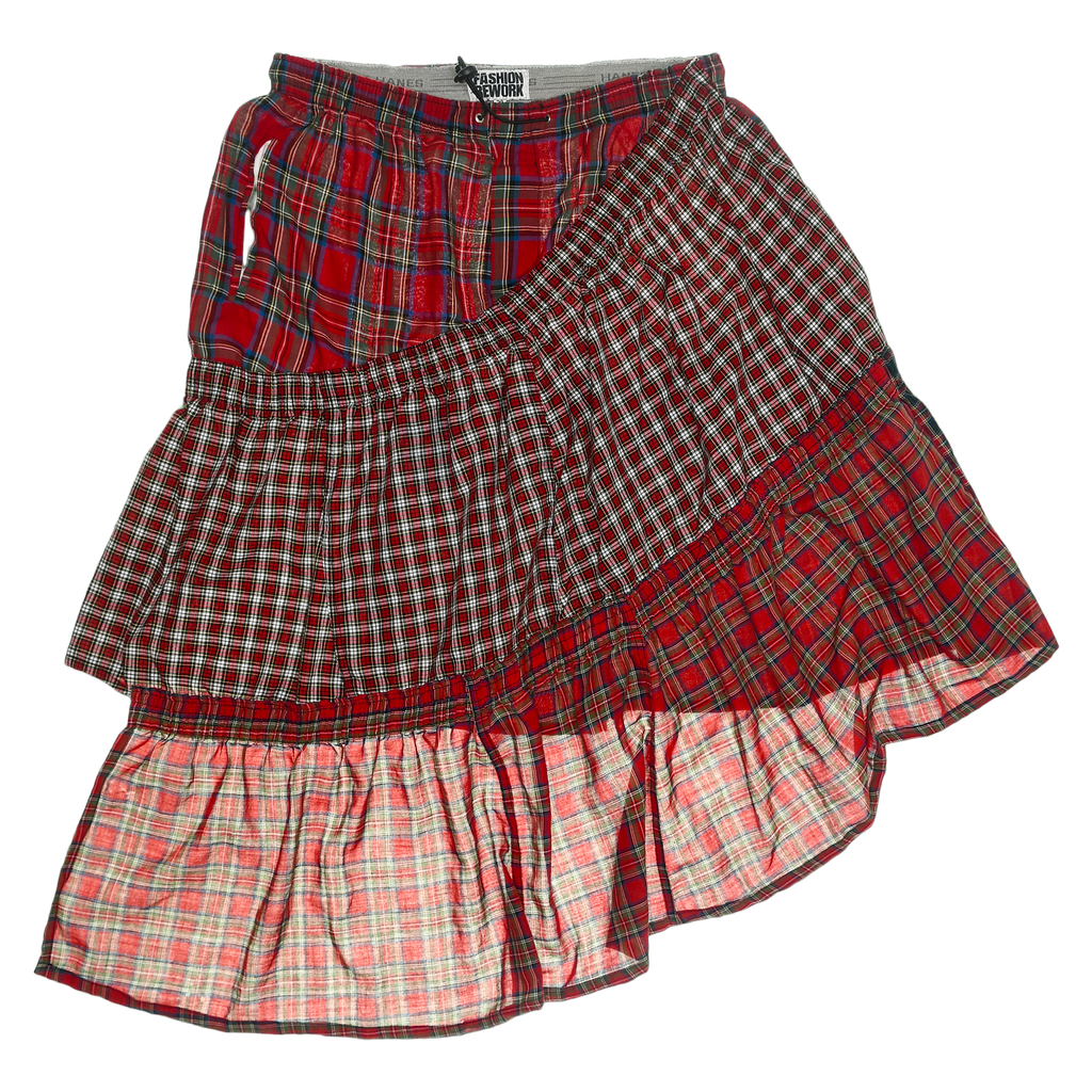 Red Asymmetric Boxer Skirt Midi