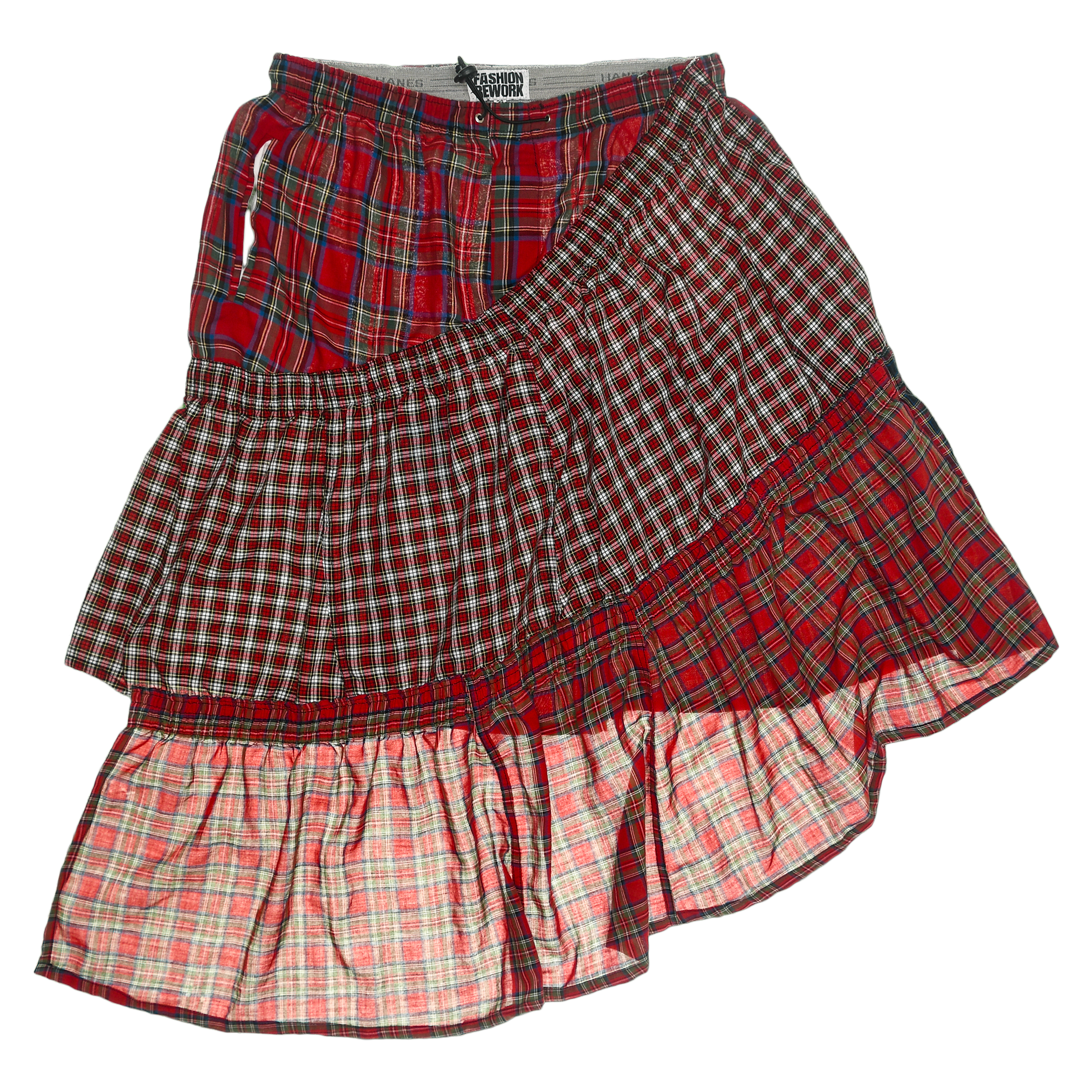 Red Asymmetric Boxer Skirt Midi