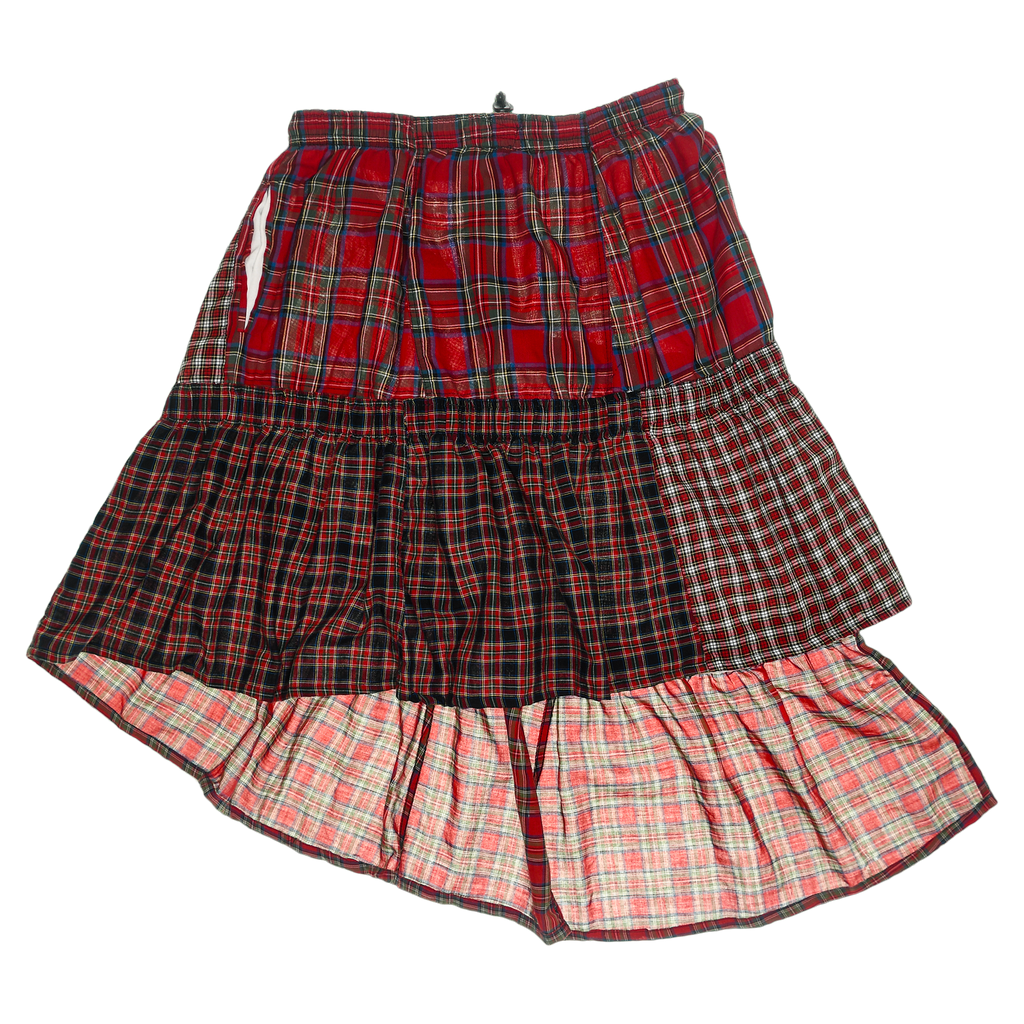 Red Asymmetric Boxer Skirt Midi