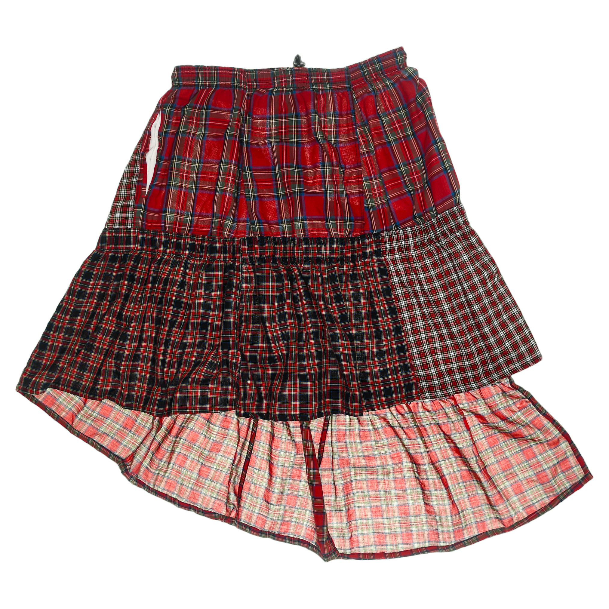 Red Asymmetric Boxer Skirt Midi