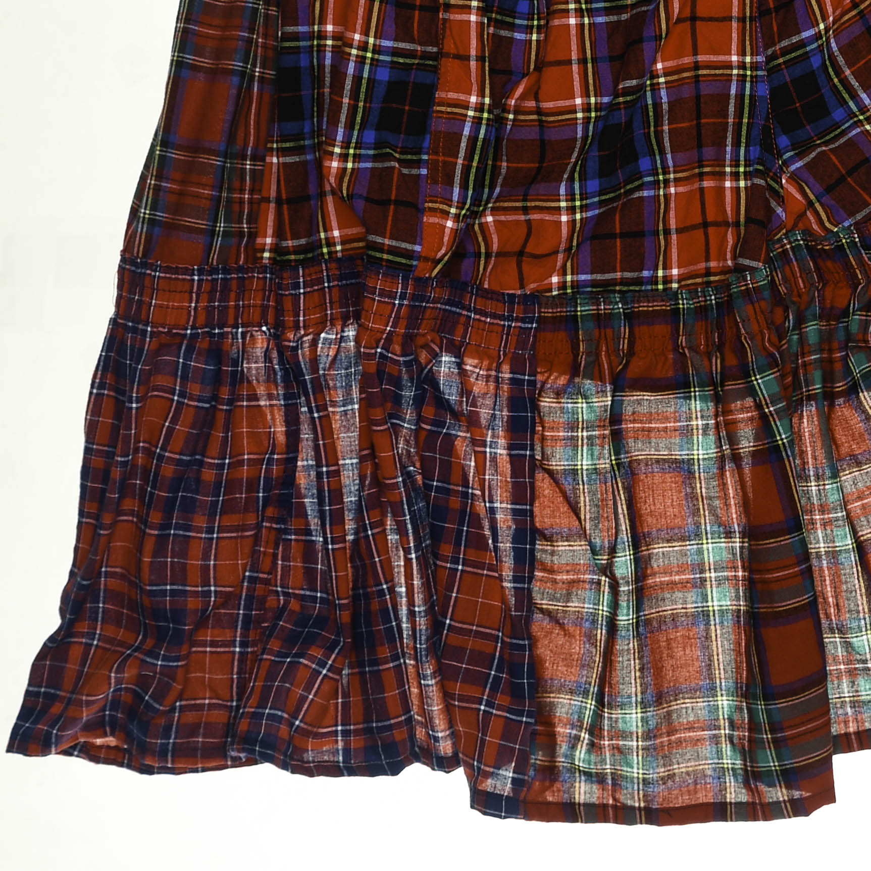 Red Plaid Patchwork Boxer Skirt Midi