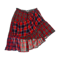 Red Plaid Patchwork Boxer Skirt Midi