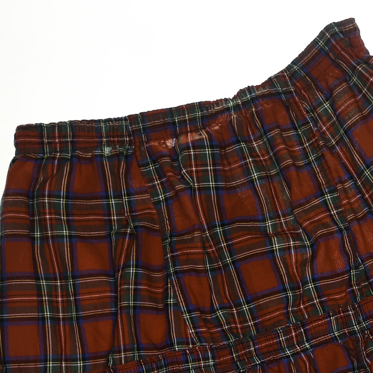 Red Plaid Patchwork Boxer Skirt Midi