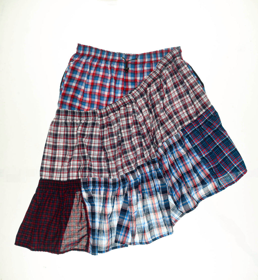 Multi Print Tiered Boxer Skirt Midi