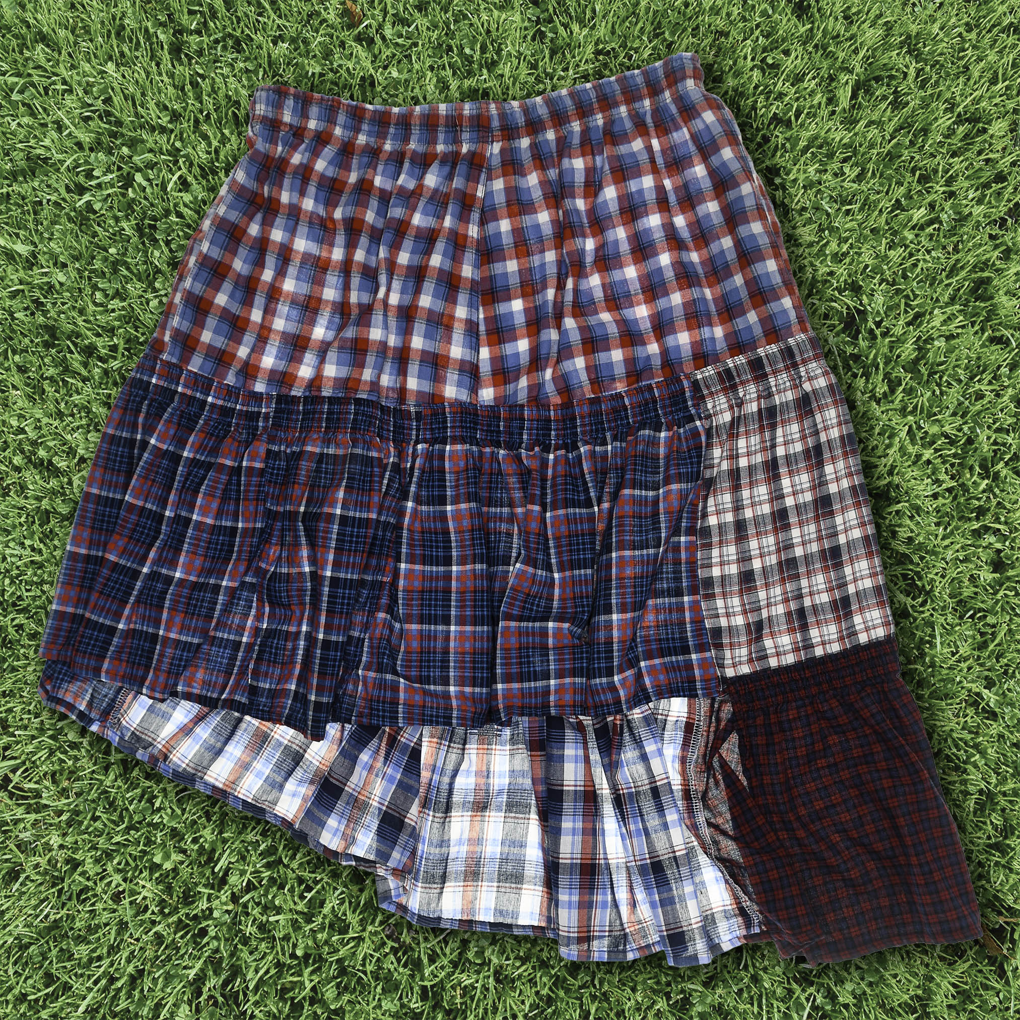Multi Print Tiered Boxer Skirt Midi