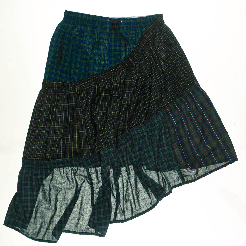Deconstructed Plaid Boxer Skirt Midi