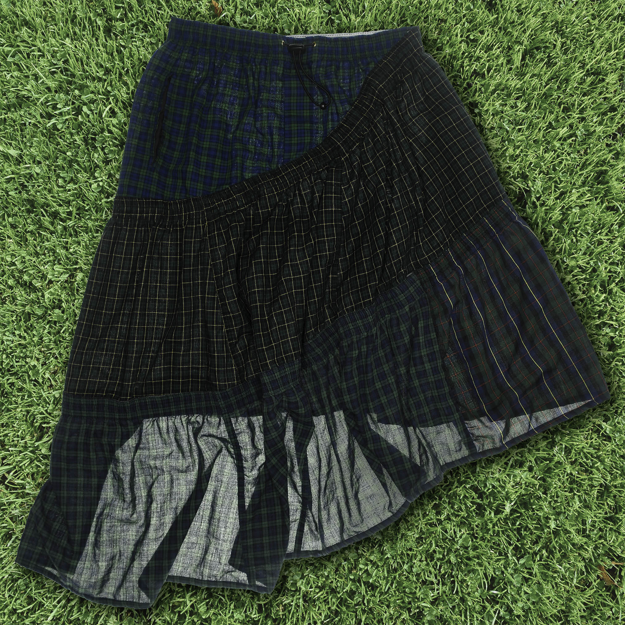 Deconstructed Plaid Boxer Skirt Midi
