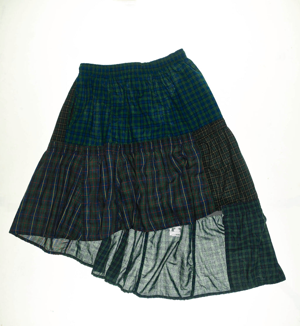 Deconstructed Plaid Boxer Skirt Midi