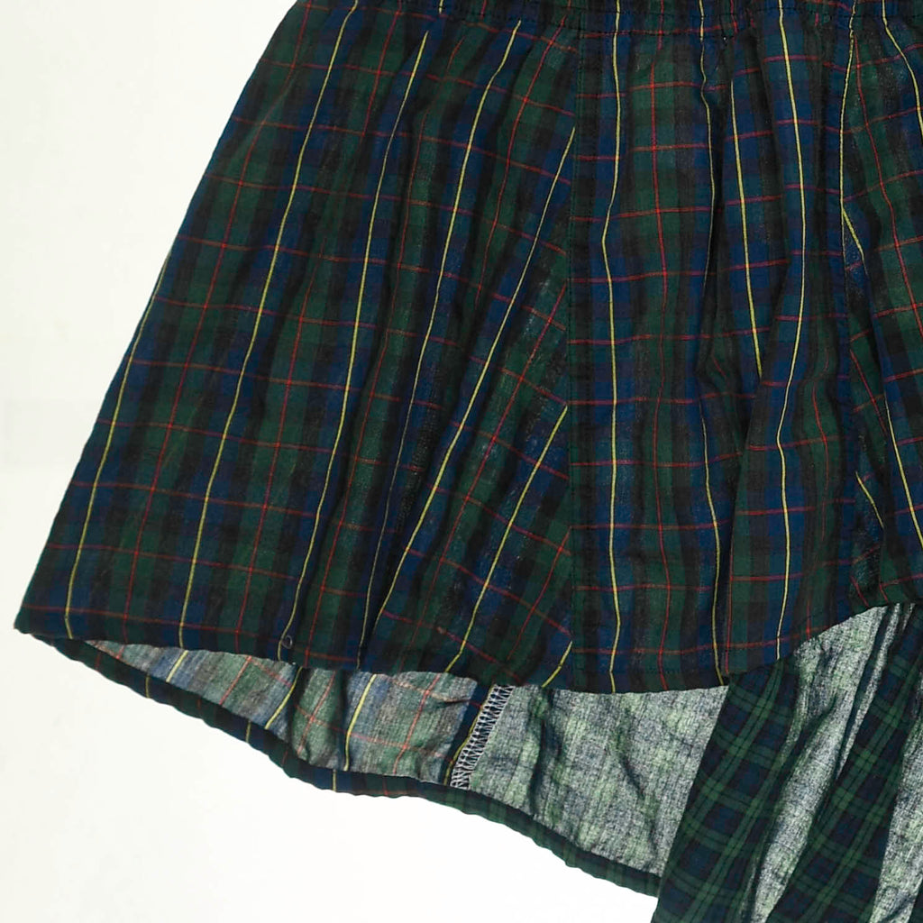 Deconstructed Plaid Boxer Skirt Midi