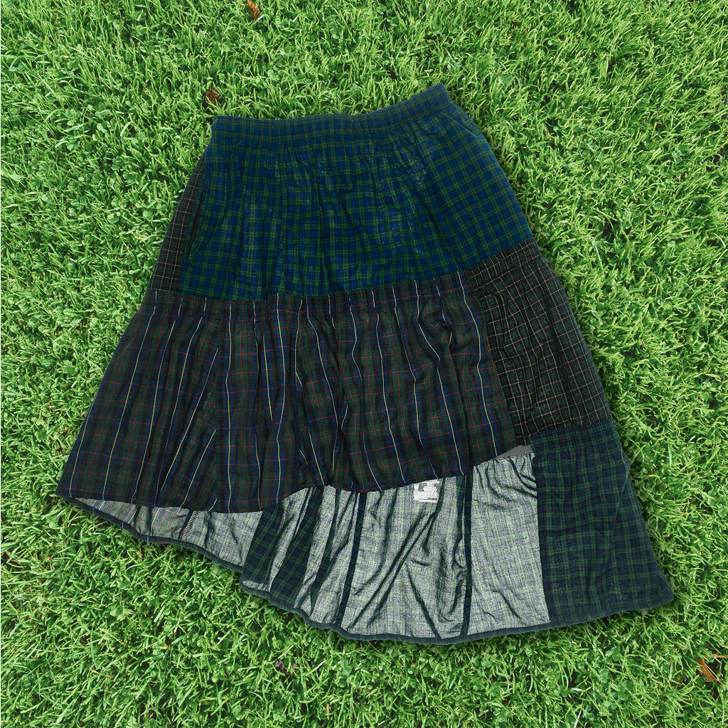 Deconstructed Plaid Boxer Skirt Midi