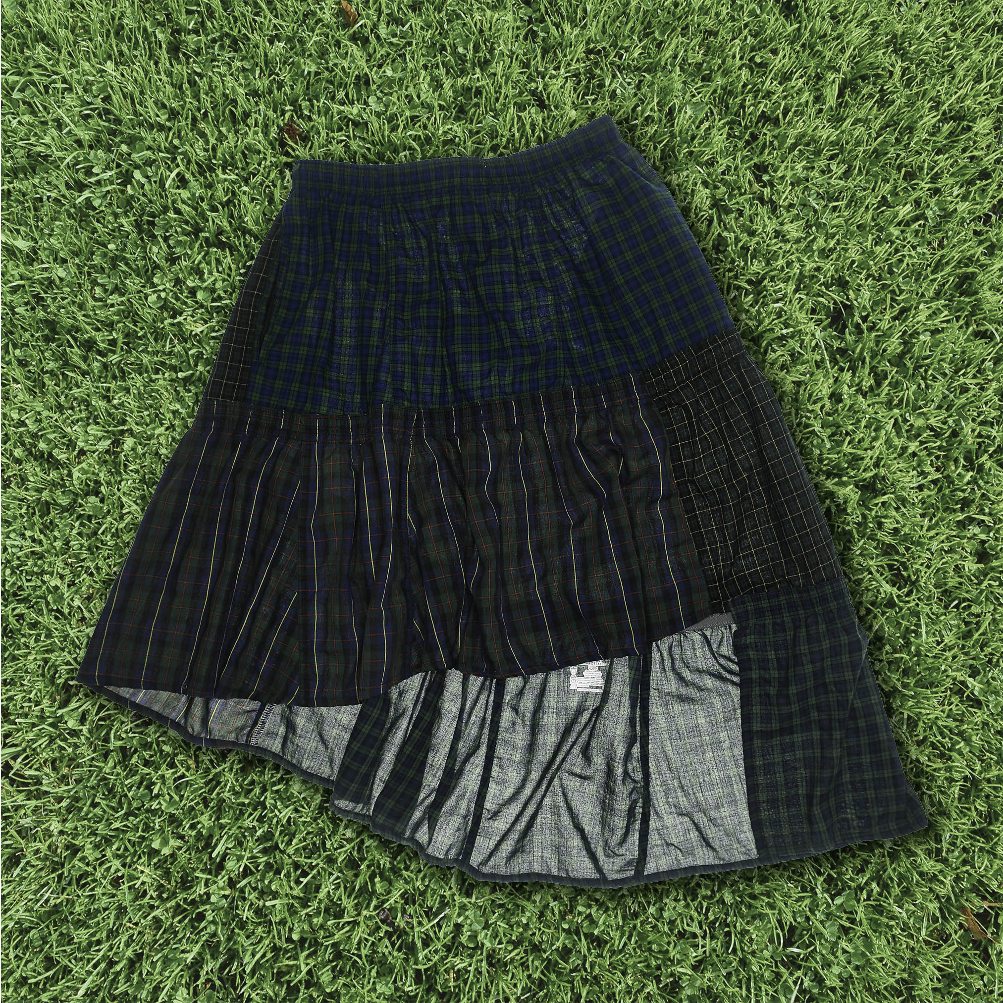 Deconstructed Plaid Boxer Skirt Midi