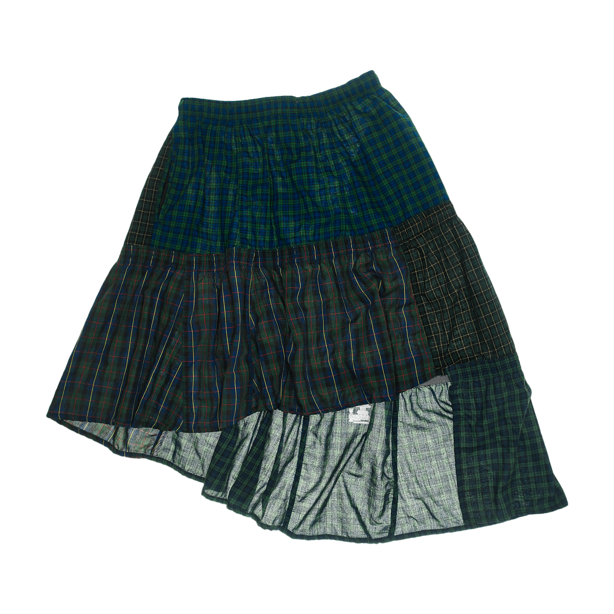 Deconstructed Plaid Boxer Skirt Midi