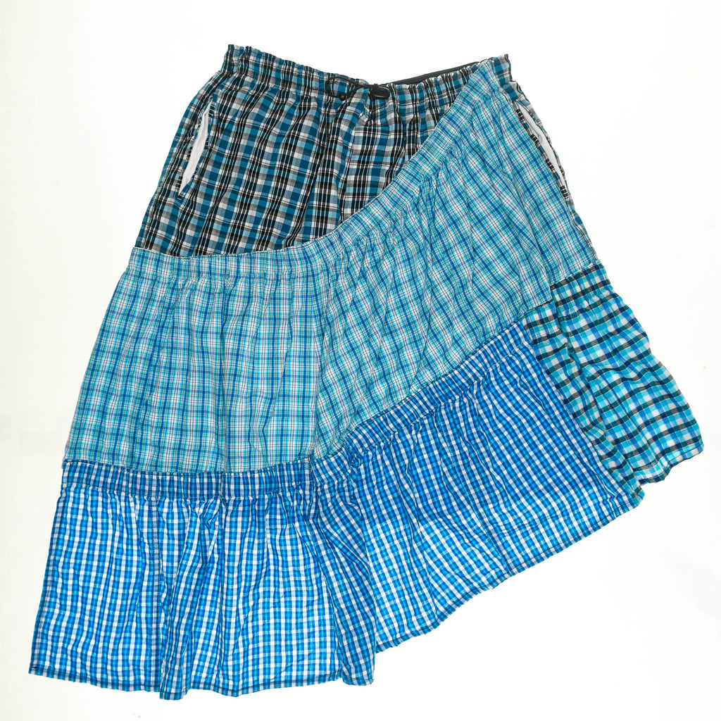 Vibrant Blues Plaid Boxer Skirt