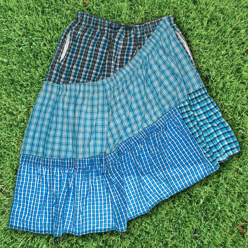Vibrant Blues Plaid Boxer Skirt